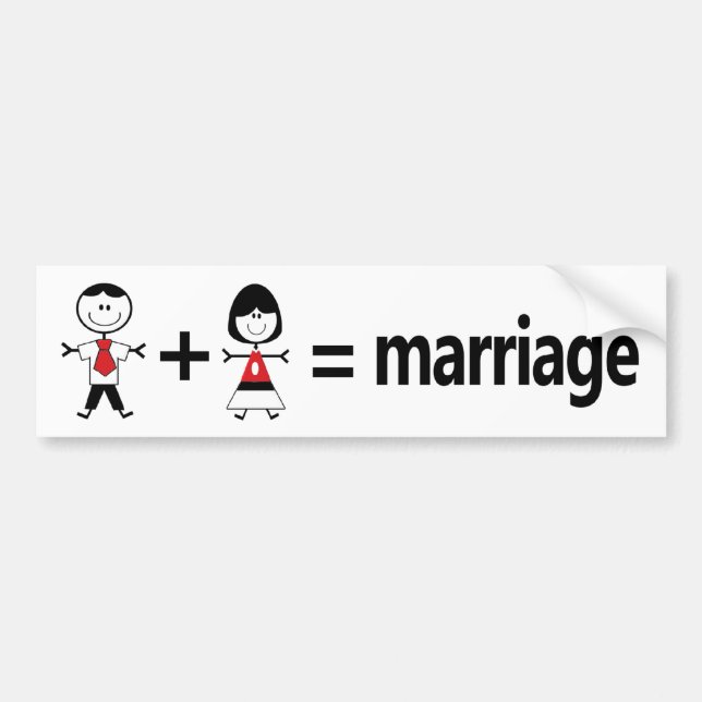 Autocollant De Voiture L'homme plus la femme égale le mariage (Devant)