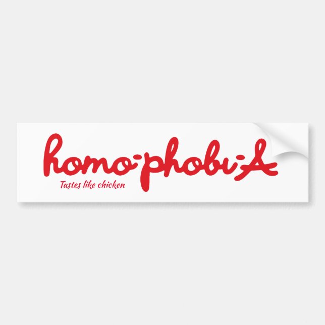 Autocollant De Voiture L'homophobie a un goût de poulet (Devant)