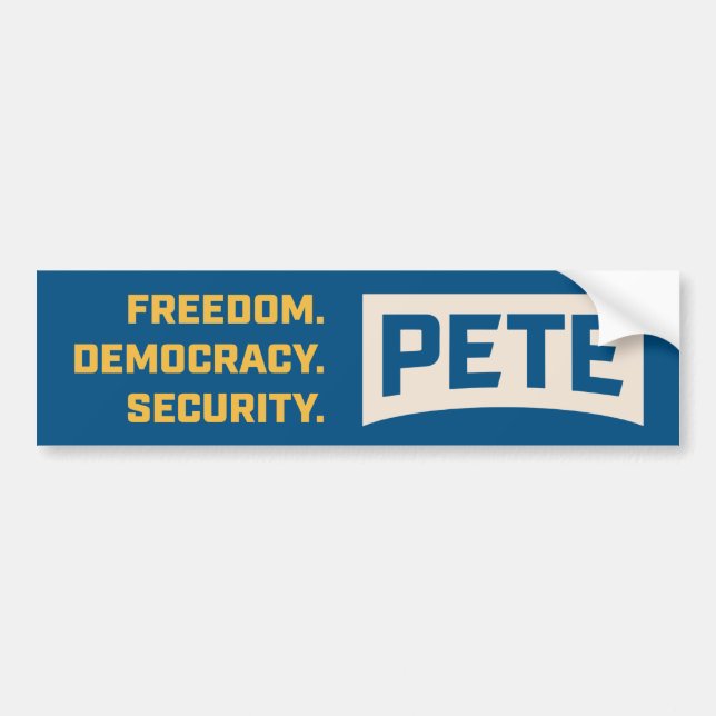 Autocollant De Voiture Liberté. Démocratie. Sécurité. #PeteForAmerica (Devant)