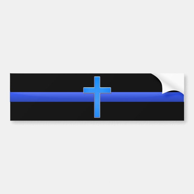 Autocollant De Voiture Ligne et croix bleu mince (Devant)