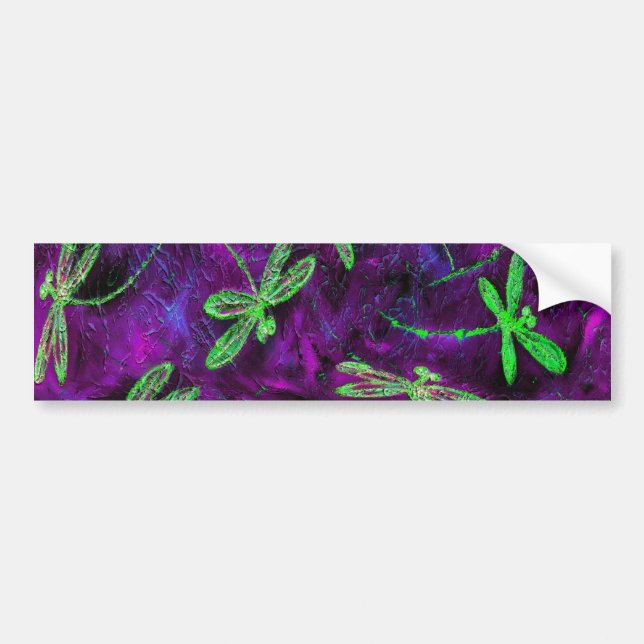 Autocollant De Voiture Lime Green Dragonlies sur Hot Pink et Purple (Devant)