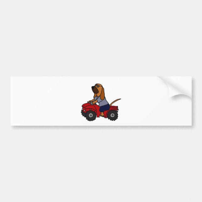 Autocollant De Voiture Limier drôle conduisant ATV rouge (Devant)