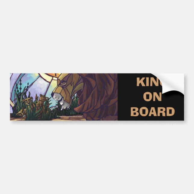 Autocollant De Voiture Lion King and Cubs, King on Board Bumper Sticker (Devant)