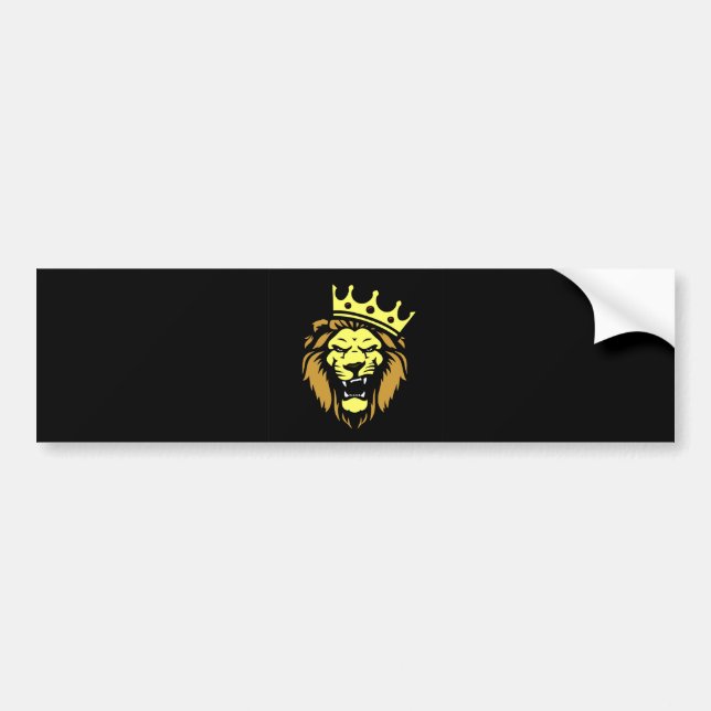 Autocollant De Voiture Lion rugissant avec couronne (Devant)