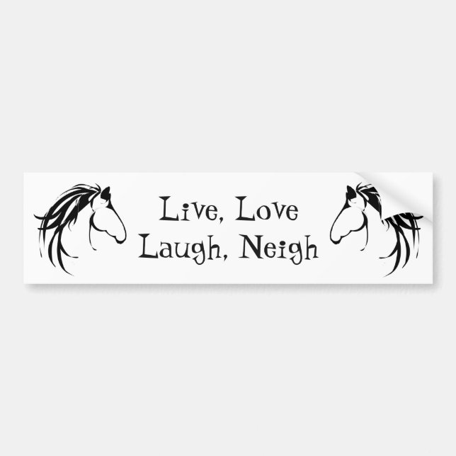 Autocollant De Voiture Live Love Laugh Neigh Fun Cote (Devant)