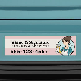 Autocollant De Voiture Logo de la femme de ménage des services de nettoya
