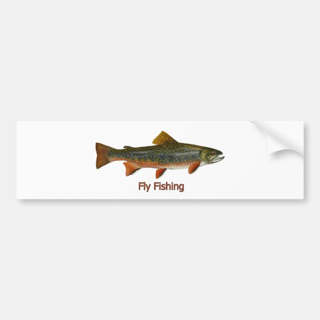 Autocollant De Voiture Logo de pêche de mouche de truite de ruisseau (Devant)