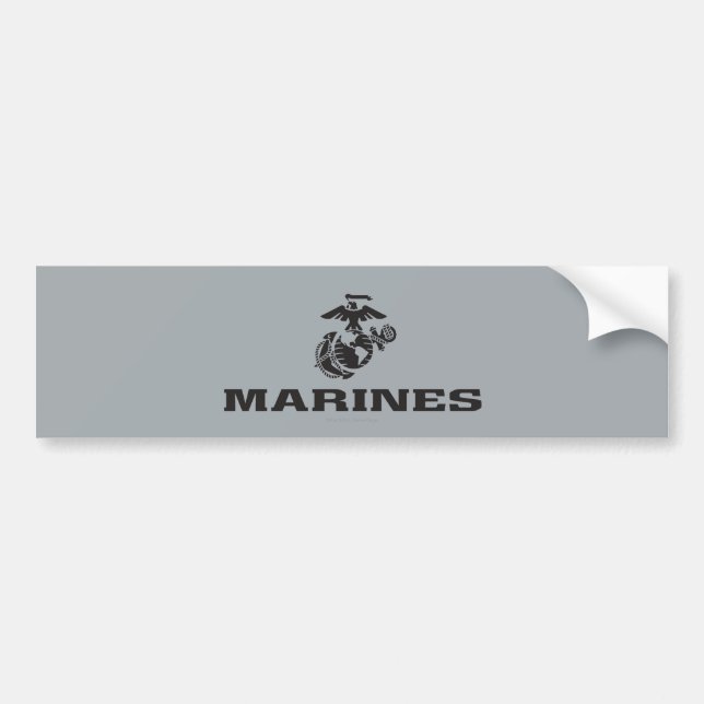 Autocollant De Voiture Logo en noir empilé USMC (Devant)