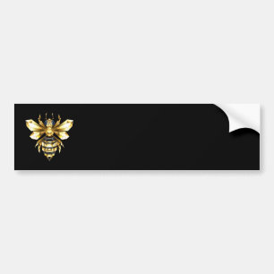 Autocollant De Voiture Logo Faux Gold Foil Bee Polygonal sur Noir