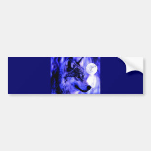 Autocollant De Voiture Loup gris et lune