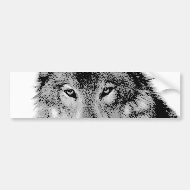 Autocollant De Voiture Loup noir et blanc (Devant)