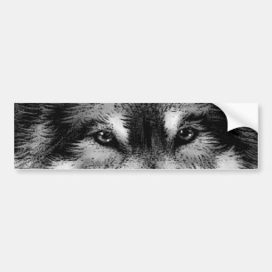 Autocollant De Voiture Loup noir et blanc