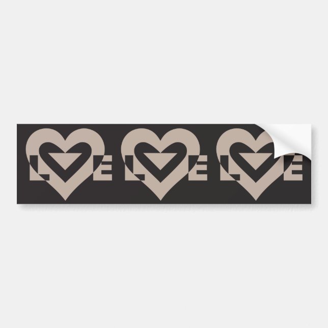 Autocollant De Voiture Love Grey sur Black (Devant)