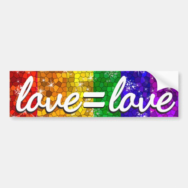 Autocollant De Voiture Love is Love LGBT Gay pride Parties scintillant Ar (Devant)