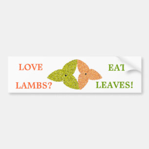 Autocollant De Voiture Love Lambs Mange Feuille Bumper Sticker