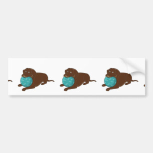 Autocollant De Voiture LR chocolate lab mâcher boule dessin animé