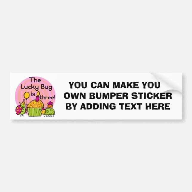 Autocollant De Voiture Lucky Bug Cupcake 3e Anniversaire Tshirts et cadea (Devant)