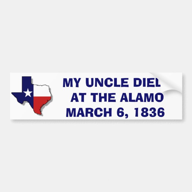 AUTOCOLLANT DE VOITURE MA AT THE ALAMO - 1836 D'ONCLE DIED (Devant)
