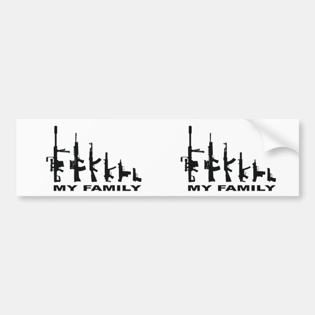 Autocollant De Voiture Ma famille (J'aime les armes) (Devant)