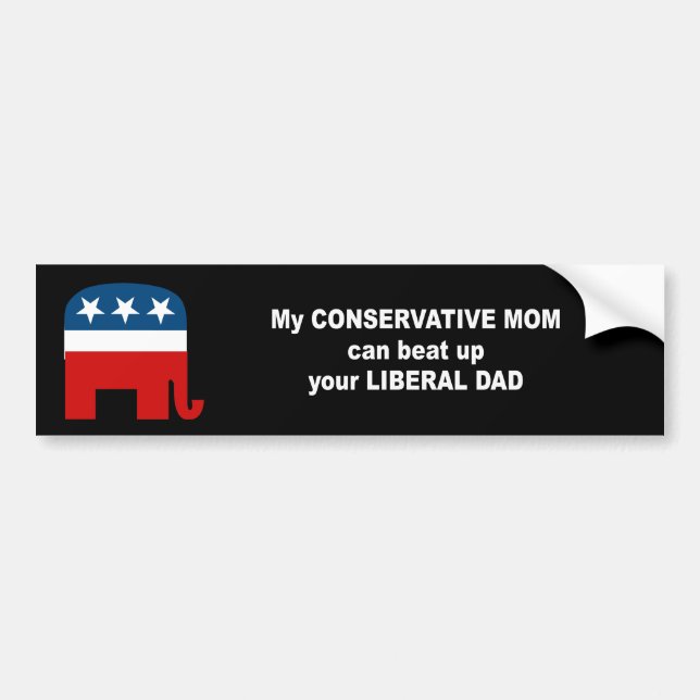 Autocollant De Voiture Ma maman conservatrice peut battre votre papa (Devant)