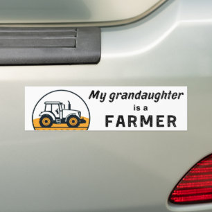 Autocollant De Voiture Ma petite-fille est agricultrice tracteur agricult