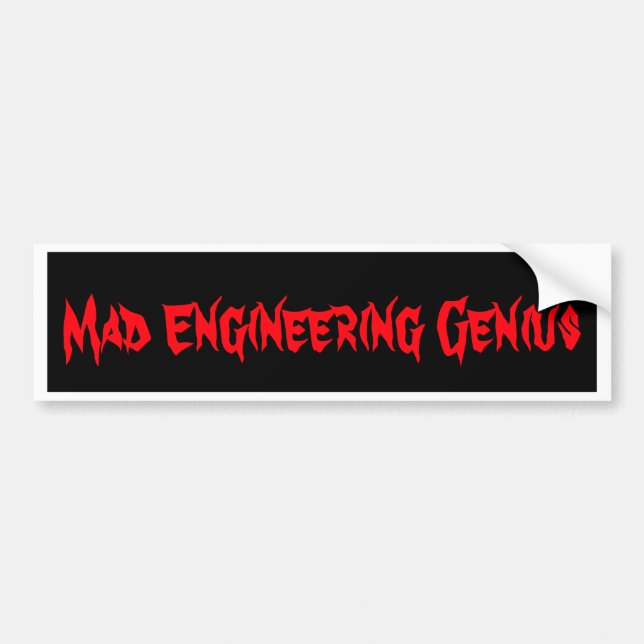 Autocollant De Voiture Mad Engineering Genius Geeky Geek Cadeaux Nerd (Devant)