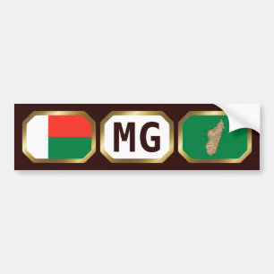 Autocollant De Voiture Madagascar Flag Map Code Bumper Sticker