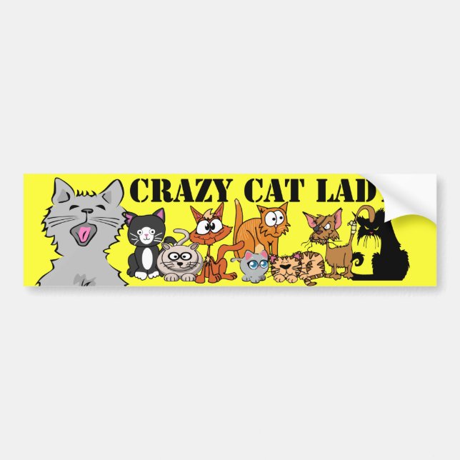 Autocollant De Voiture Madame folle adhésif pour pare-chocs de chat (Devant)