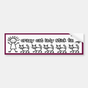 Autocollant De Voiture Madame folle Stick Family Funny Cartoon de chat