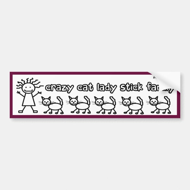 Autocollant De Voiture Madame folle Stick Family Funny Cartoon de chat (Devant)