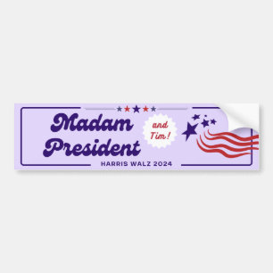 Autocollant De Voiture Madame la Présidente (et Tim !) - Harris Walz 2024