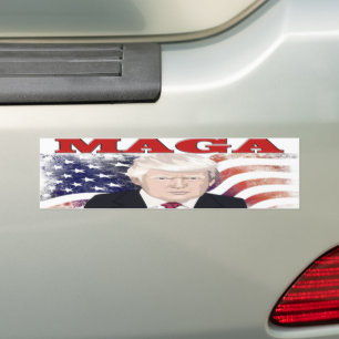 Autocollant De Voiture MAGA American Flag Trump texte rouge