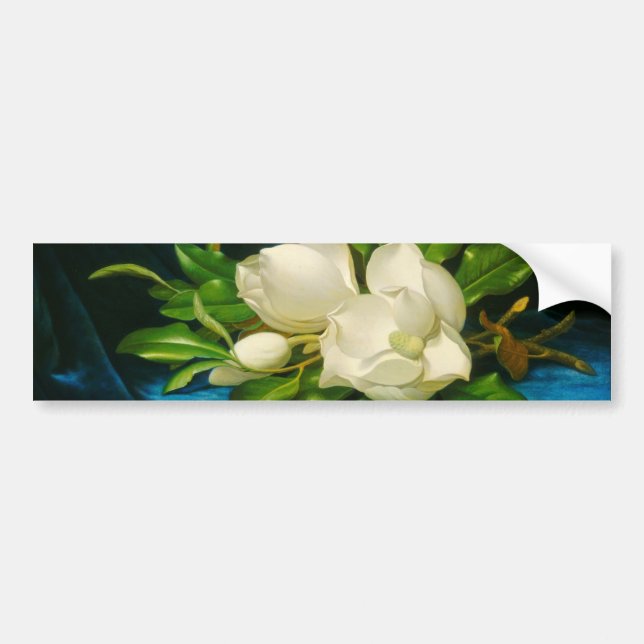 Autocollant De Voiture Magnolias géant sur un tissu de velours bleu (tête (Devant)