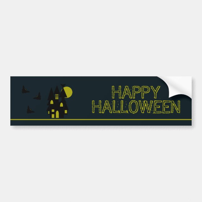 Autocollant De Voiture Maison hantée, Joyeux Halloween (Devant)
