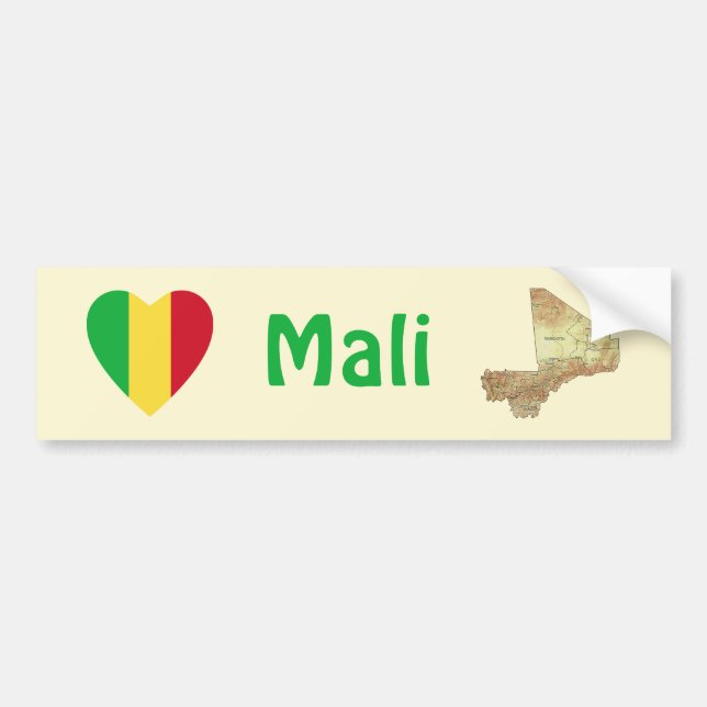 Autocollant De Voiture Mali - Coeur du drapeau + Sticker du pare-chocs (Devant)