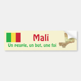Autocollant De Voiture Mali Flag + Map Bumper Sticker