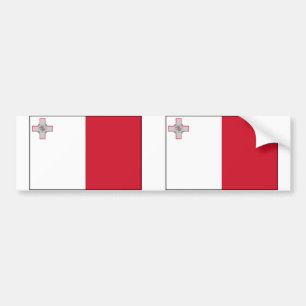 Autocollant De Voiture Malte avec la frontière, drapeau de Malte