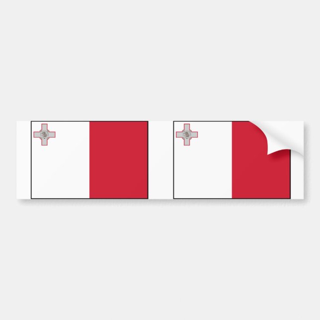 Autocollant De Voiture Malte avec la frontière, drapeau de Malte (Devant)