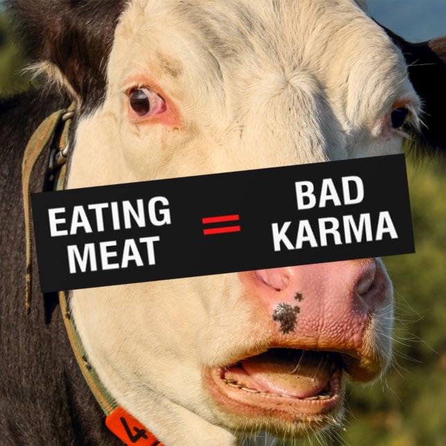 Autocollant De Voiture Manger De La Viande = Mauvais Karma, Activisme Vég (Créateur téléchargé)