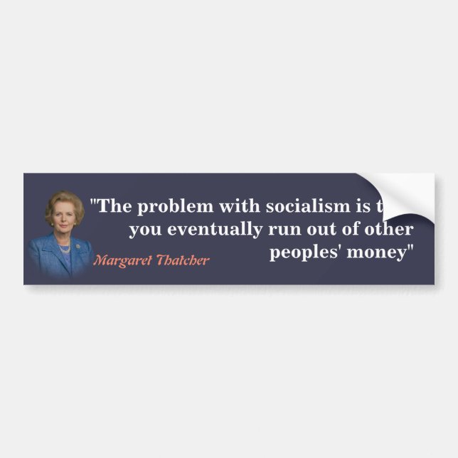 Autocollant De Voiture Margaret Thatcher Cite Sur Le Socialisme (Devant)