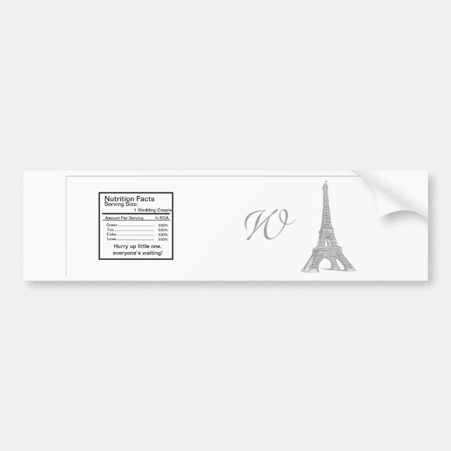 Autocollant De Voiture Mariage à Paris Étiquette bouteille d'eau (Devant)