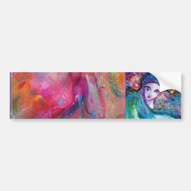 Autocollant De Voiture MASQUE EN BLEU ET ROSE - détail (Devant)