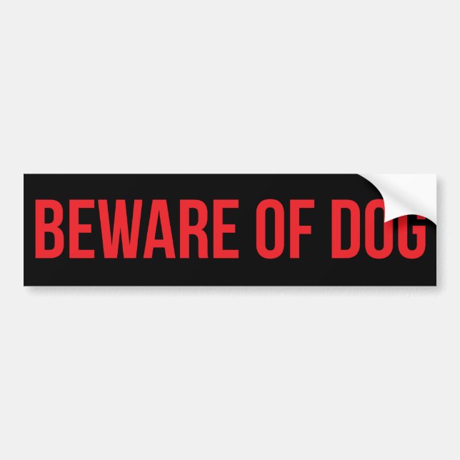 Autocollant De Voiture Méfiez-vous du chien rouge sur le noir (Devant)