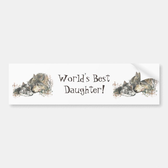 AUTOCOLLANT DE VOITURE MEILLEURE FEMME DU MONDE, CITATION ANIMALE DE LOUP (Devant)