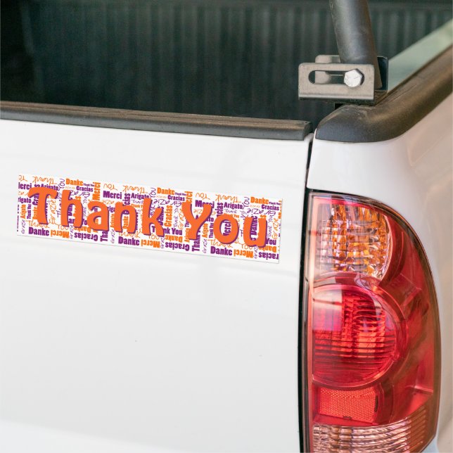 Autocollant De Voiture Merci multilingue violet et orange personnalisé (Sur camion)