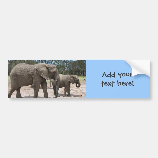 Autocollant De Voiture Mère d'éléphant et photo de bébé (Devant)