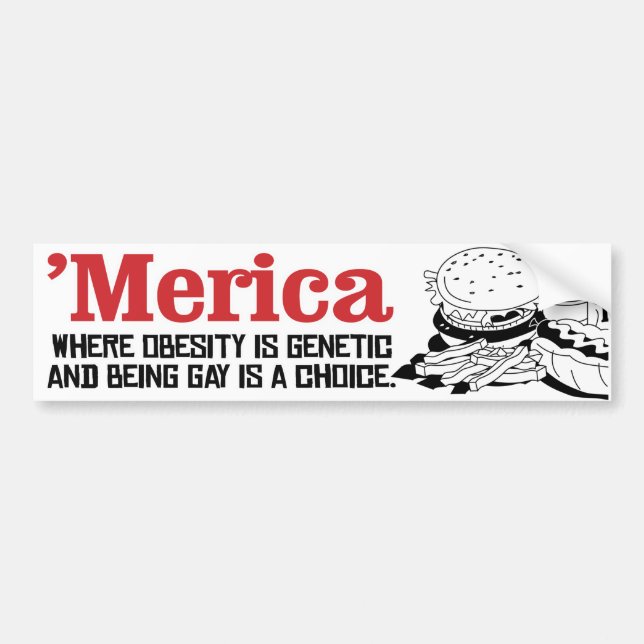 Autocollant De Voiture Merica - Où l'obésité est génétique et où l'homose (Devant)
