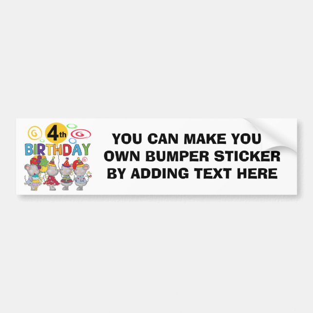 Autocollant De Voiture Mice 4th Birthday T-shirts et cadeaux (Devant)