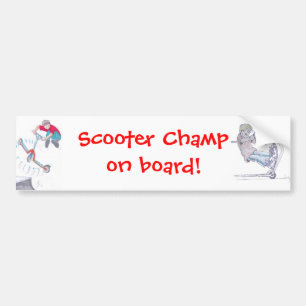 Autocollant De Voiture micro scooter microscooter tour dessin animé