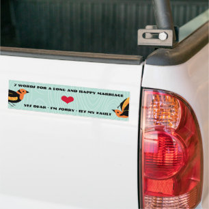 Autocollant De Voiture Mignonnes Oiseaux 7 Mots Pour Un Mariage Long Et H